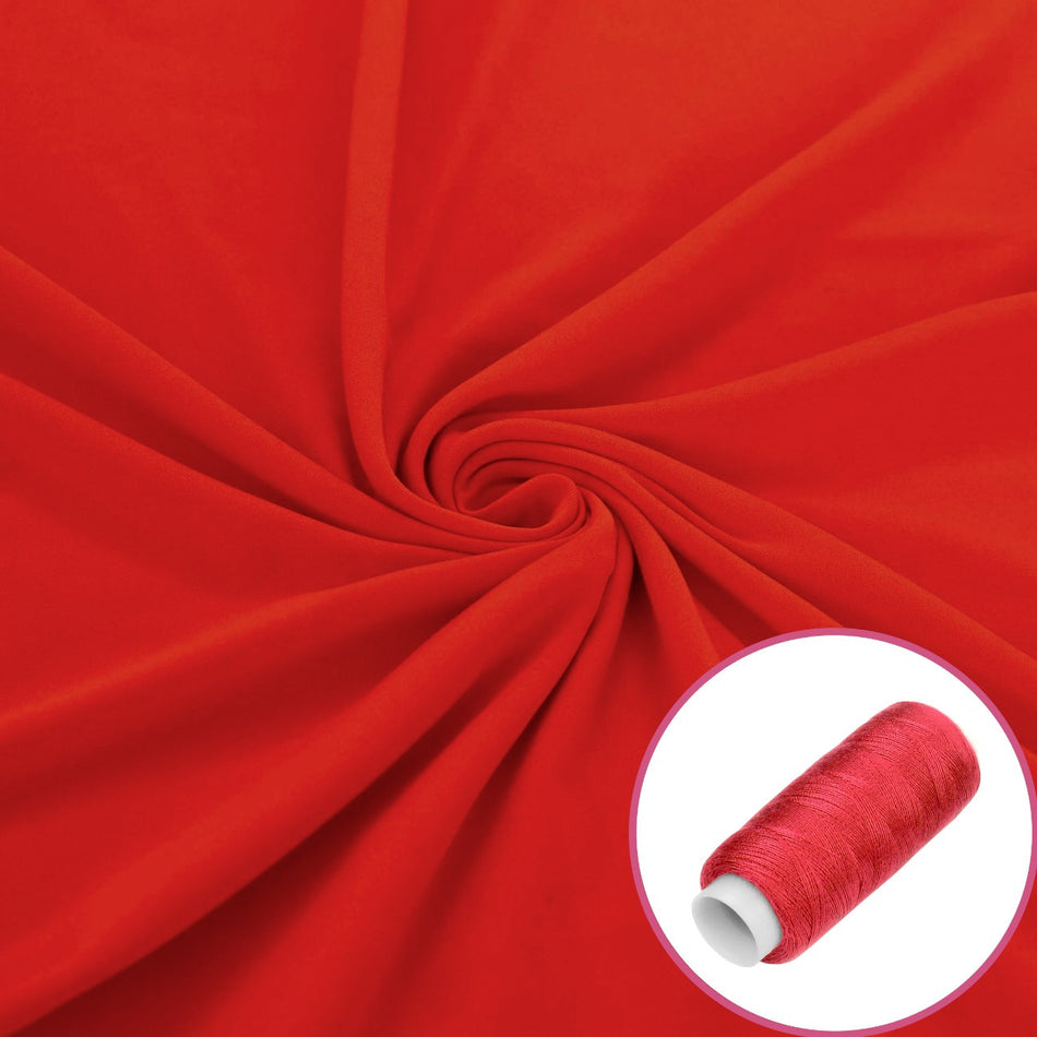 Тканина шифон LuxFabric 110 г/м² 1,50 м 1 м + Нитка поліестер 360 м Червоний