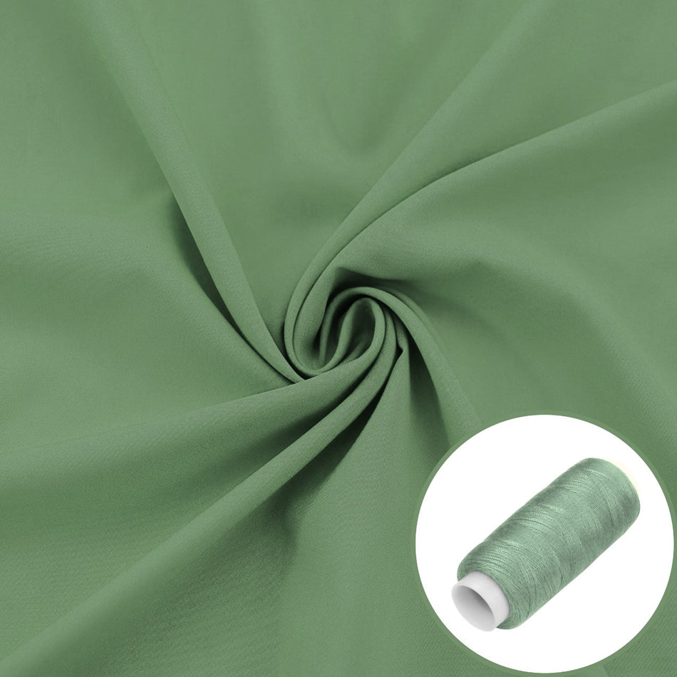 Тканина шифон LuxFabric 110 г/м² 1,50 м 1 м + Нитка поліестер 360 м Оливковий