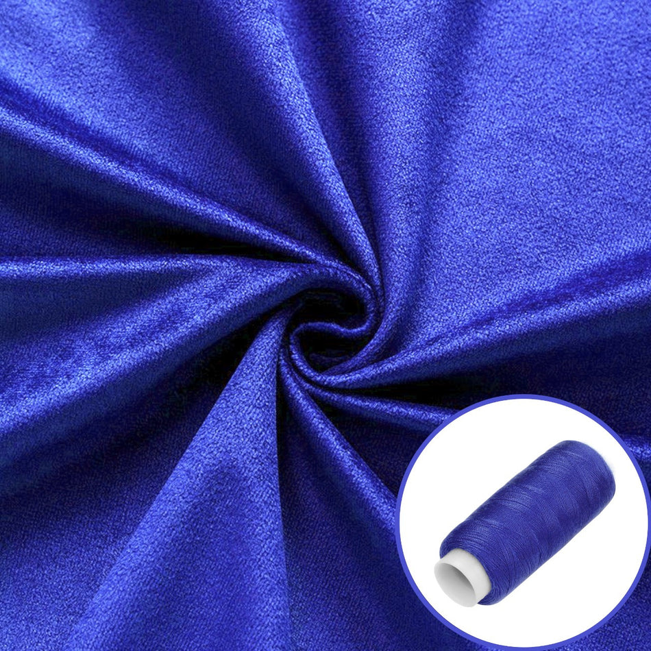 Тканина велюр LuxFabric 220 г/м² 1,50 м 1 м + Нитка поліестер 360 м Електрик