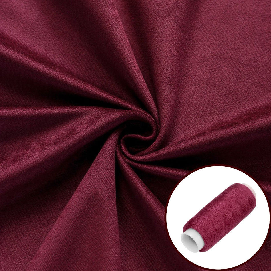 Тканина велюр LuxFabric 220 г/м² 1,50 м 1 м + Нитка поліестер 360 м Бордовий