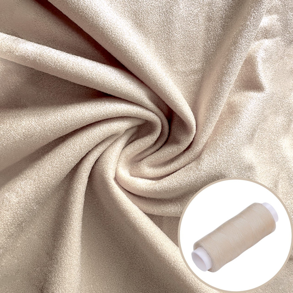 Тканина велюр LuxFabric 220 г/м² 1,50 м 1 м + Нитка поліестер 360 м Бежевий