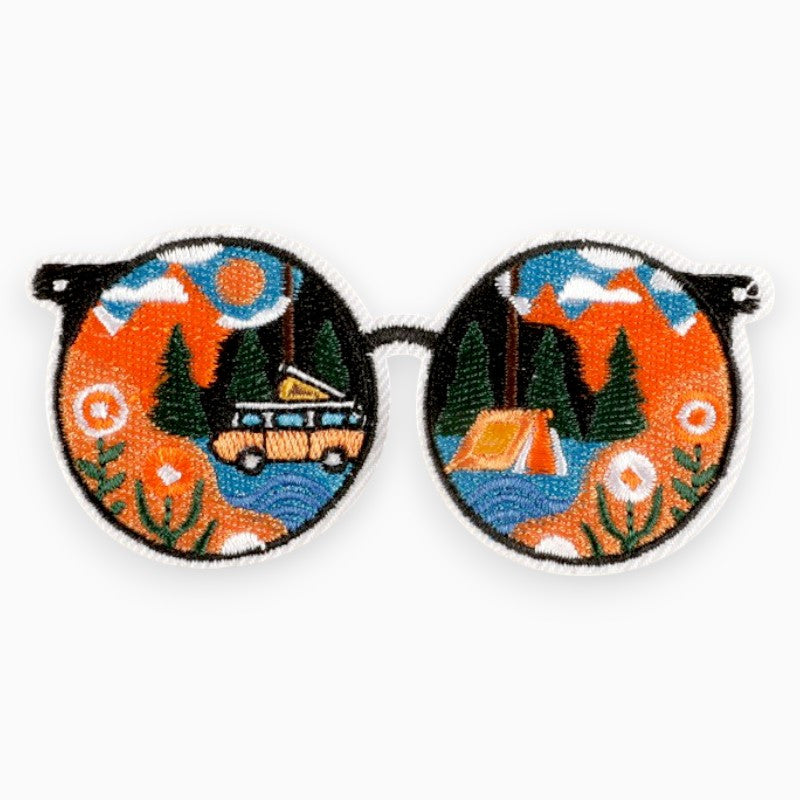 Термоаплікація Okulary kempingowe вишита 4,4х9,6 см 1 шт. Різні кольори