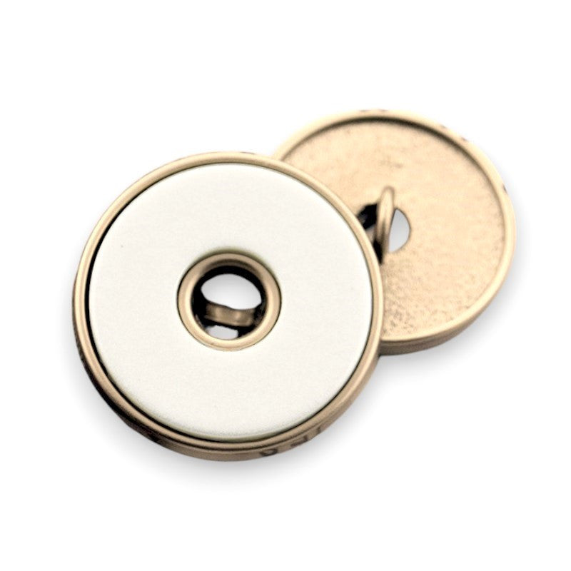 Гудзик Double circle LuxFabric на ніжці метал 21,5 мм 1 шт. Білий/бежевий матовий