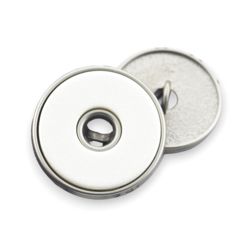 Гудзик Double circle LuxFabric на ніжці метал 21,5 мм 1 шт. Білий/сірий матовий