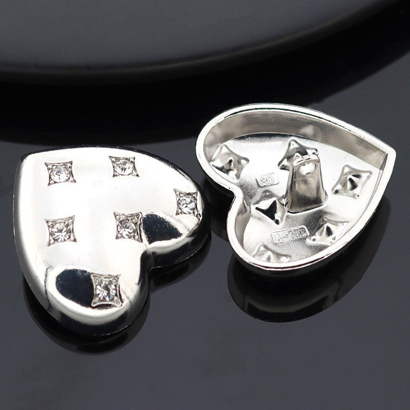 Гудзик Heart Six Diamonds LuxFabric на ніжці метал 23х21 мм 1 шт. Платина