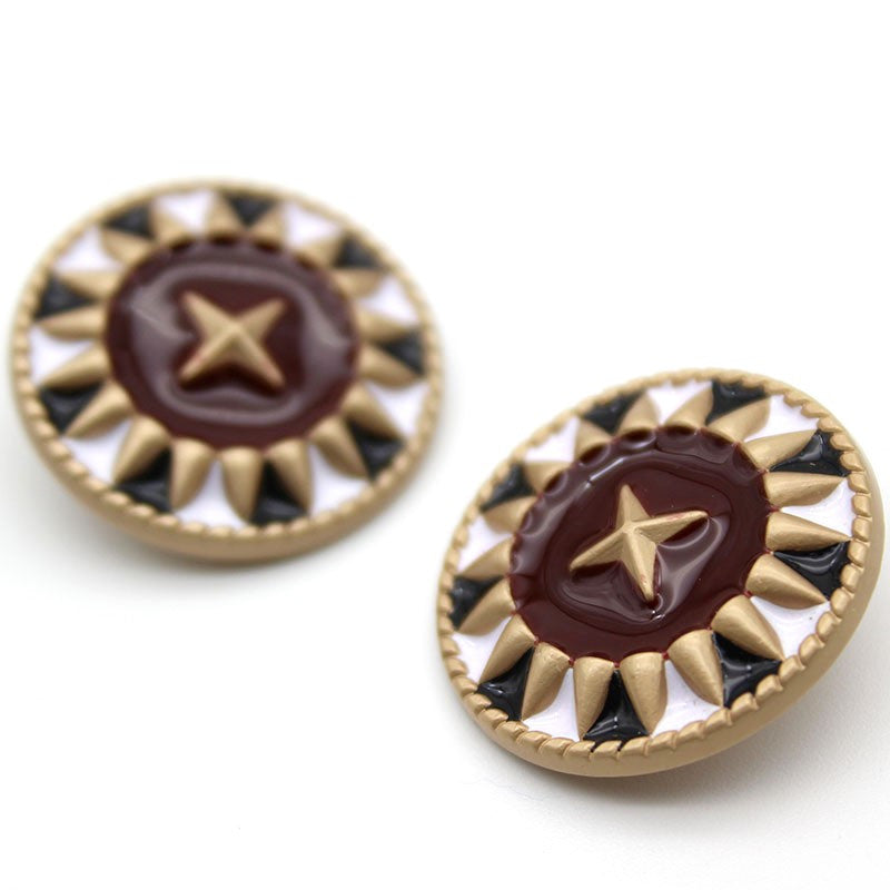 Гудзик Vintage star LuxFabric на ніжці метал/емаль 23 мм 1 шт. Bordowid